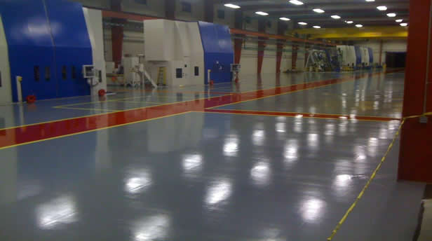 color coded flooring at a manufacturing site
