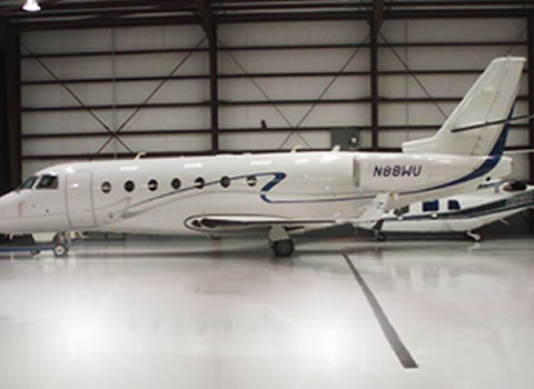 white flooring for an airplane hangar